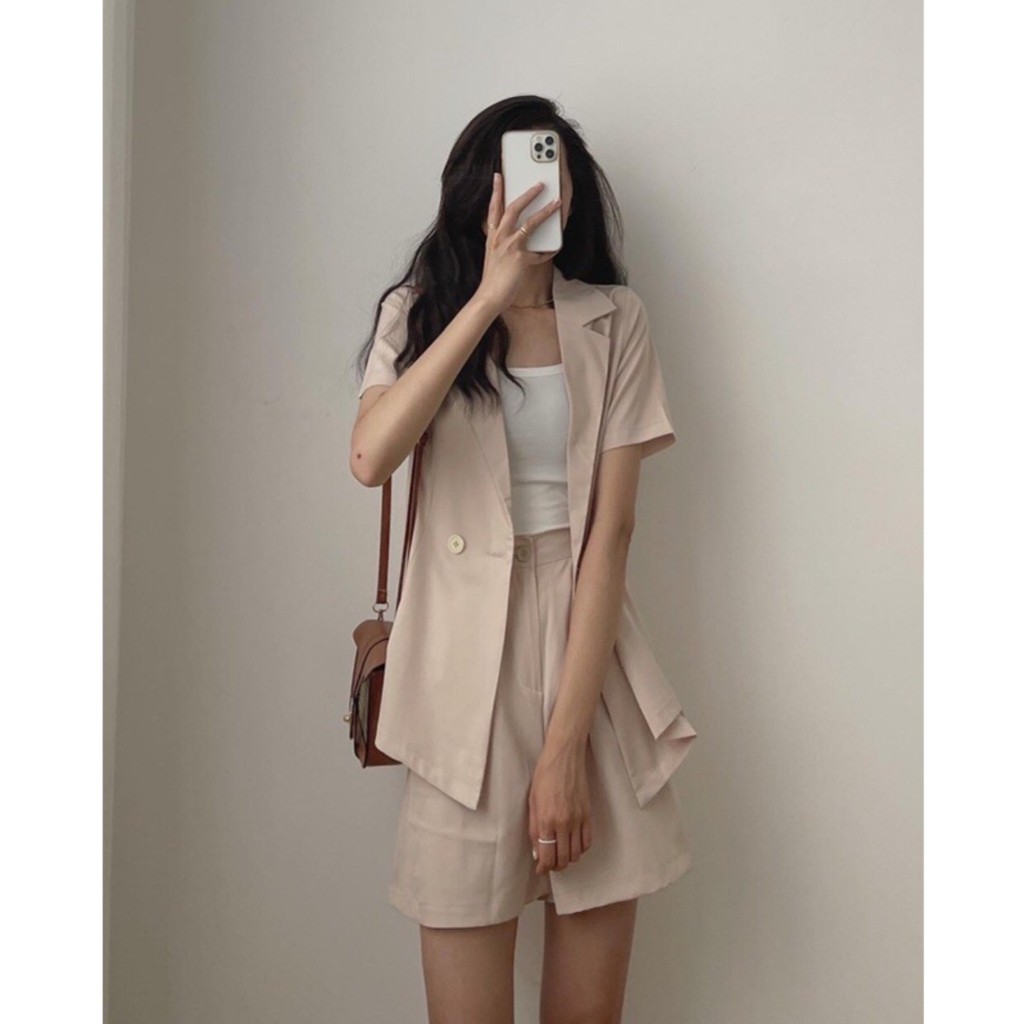 Set blazer tay ngắn quần short