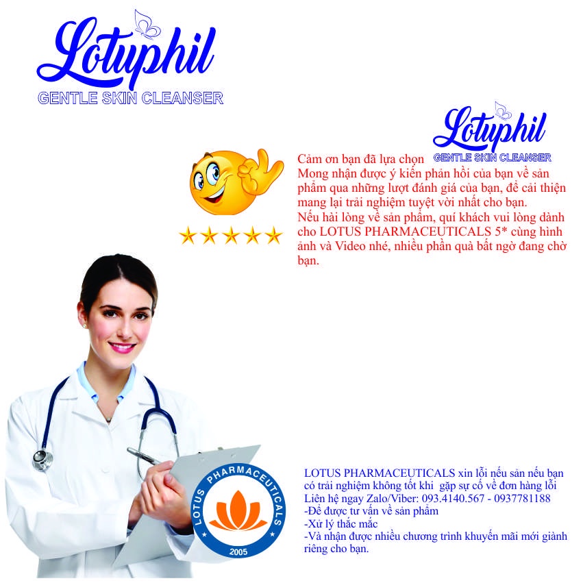 Sữa rửa mặt ngừa mụn Lotuphil 125ml, Hàng Chính Hãng thích hợp cho da nhờn, da khô, da nhạy cảm - Lotuspharma