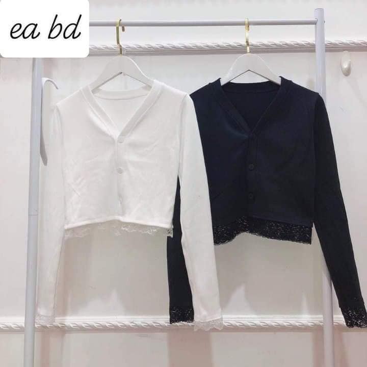 Áo Croptop Dài Tay Phối Ren NinaStore (Có Video + Ảnh đánh giá)