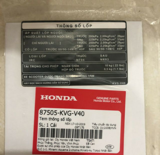 Bộ tem thông số xe Airblade đời 2011 zin chính hãng