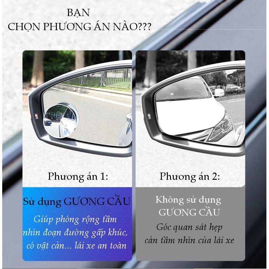 Gương cầu phụ cho xe hơi UGREEN LP194 60971, đường kính 5cm, bề mặt tráng Nano chống nước, giảm điểm mù cho lái xe