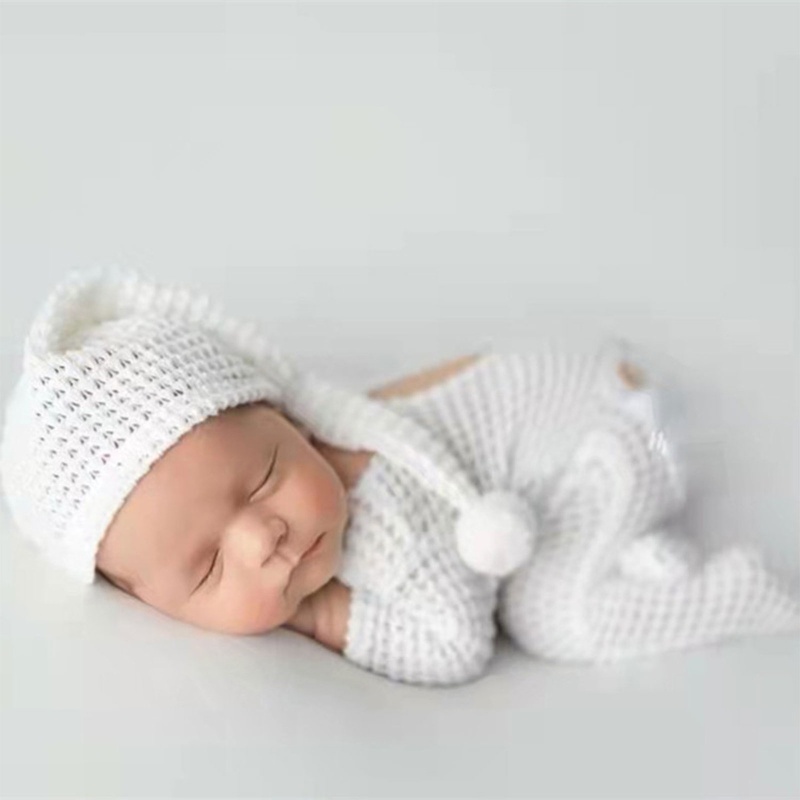 Set 2 Món Áo Liền Quần + Mũ + Đuôi Dài + Băng Đô Chụp Ảnh Cho Bé Sơ Sinh