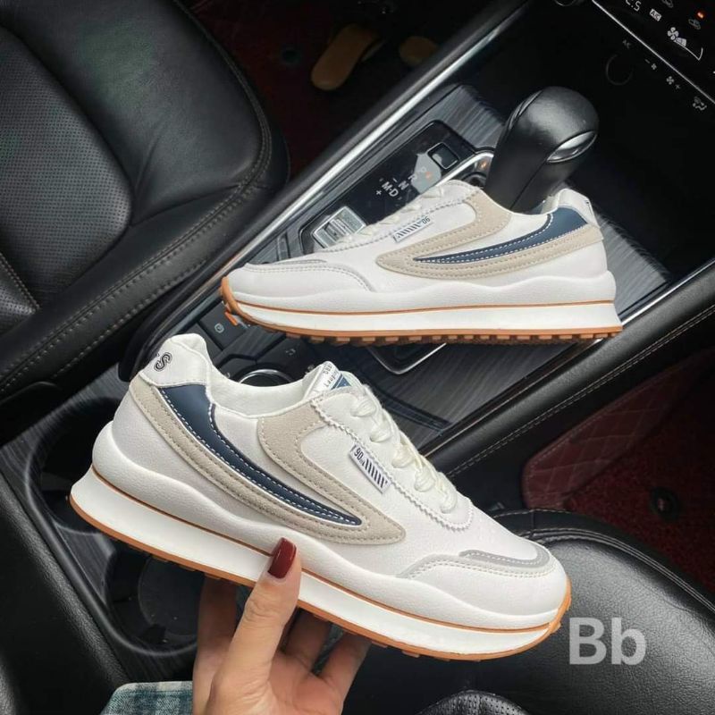 giày thể thao trắng viền hồng viền xanh