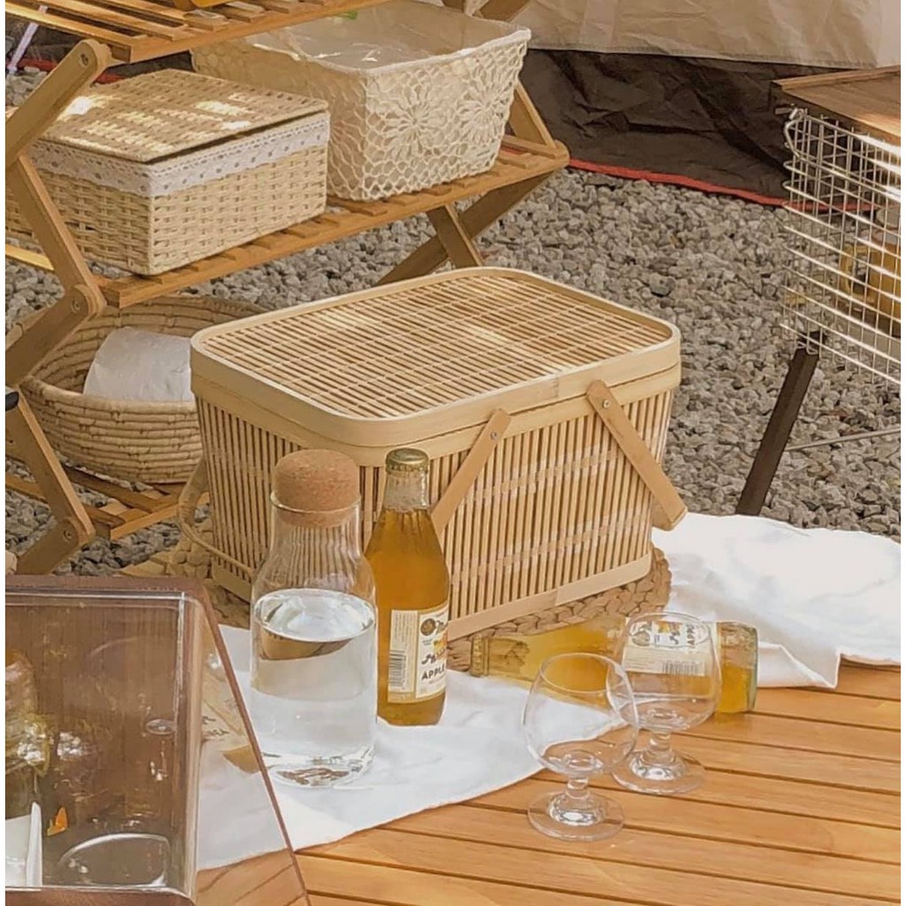 Bộ vali giỏ mây tre tiện dụng - Bamboo basket storage