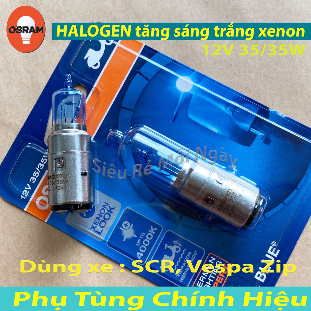 BÓNG ĐÈN HALOGEN OSRAM TĂNG SÁNG TRẮNG XENON SCR, VESPA ZIP – 100% HÀNG CHÍNH HÃNG