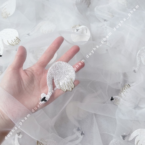 🦢VẢI LƯỚI THÊU HÌNH THIÊN NGA XINH XẮN 🦢