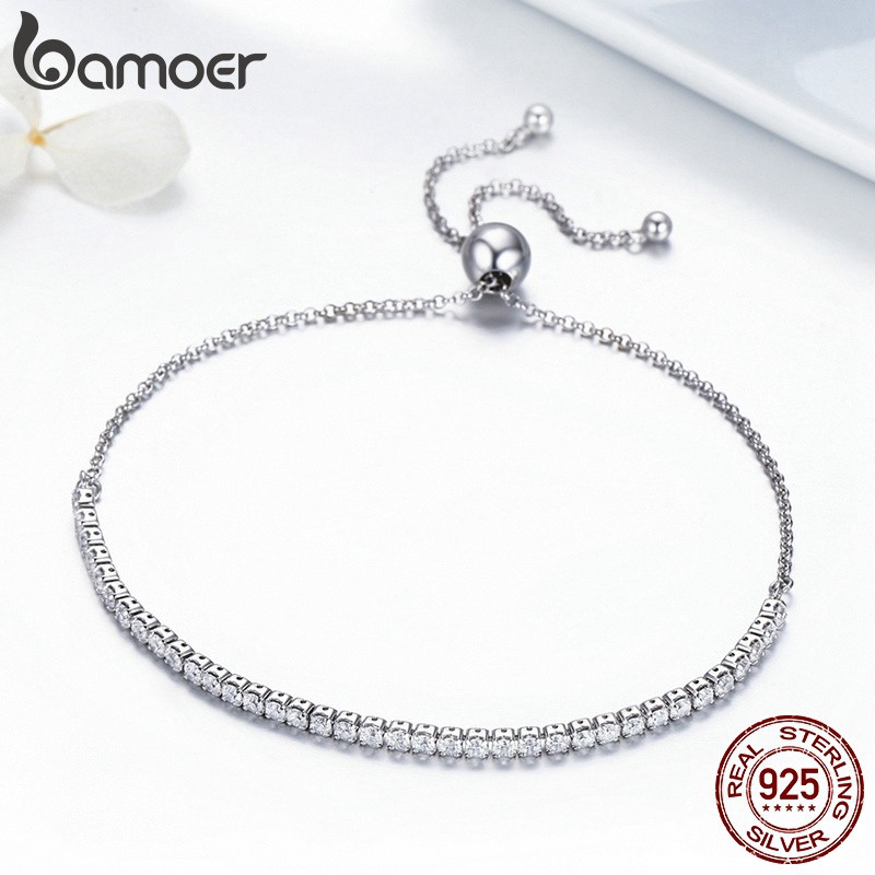 Vòng Tay Bamoer SCB02946 Bằng Bạc 925 Đính Đá Xinh Xắn Cho Nữ