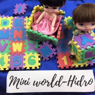 Bộ thảm 12 ô chữ xốp ghép mini trang trí nhà búp bê BJD 1/8