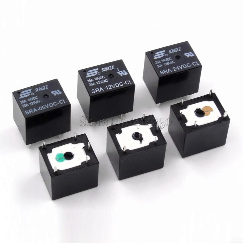 5Pcs 5V 12V 24V 20A DC Power Relay SRA-05VDC-CL SRA-12VDC-CL SRA-24VDC-CL 5Pin PCB Type In stock Black Automobile relay | BigBuy360 - bigbuy360.vn