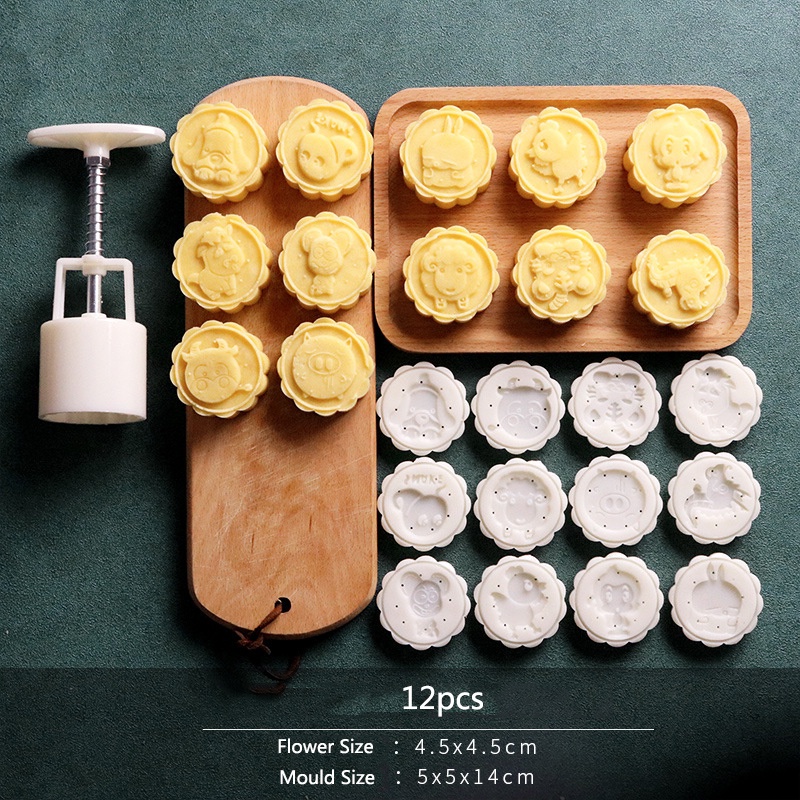 50g / 75g / 100g / 125g Bánh trung thu khuôn mẫu gia đình không dính bánh đậu xanh mô hình in ấn dập nổi làm băng da snack bánh ngọt chảy tim bánh mài công cụ