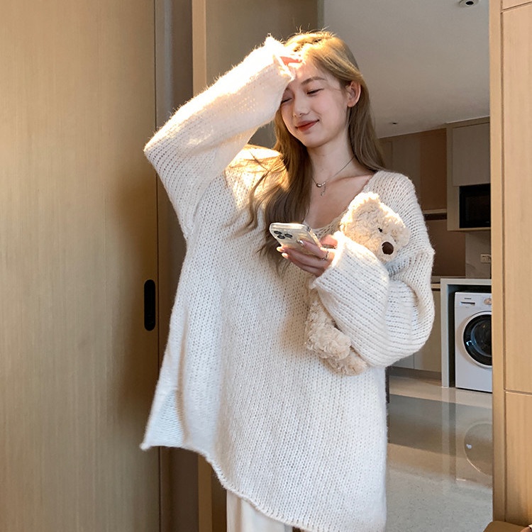 Áo Sweater Tay Dài Dáng Rộng Phong Cách Hàn Quốc Thời Trang 2022