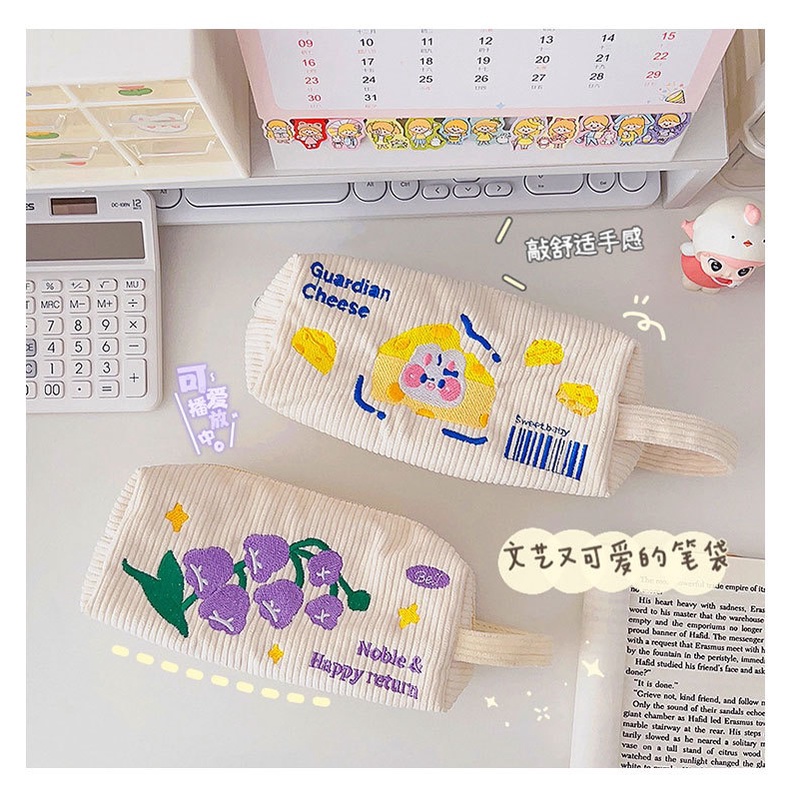 Túi Đựng Bút Thêu Hình Hộp Sữa Thời Trang Hàn Quốc