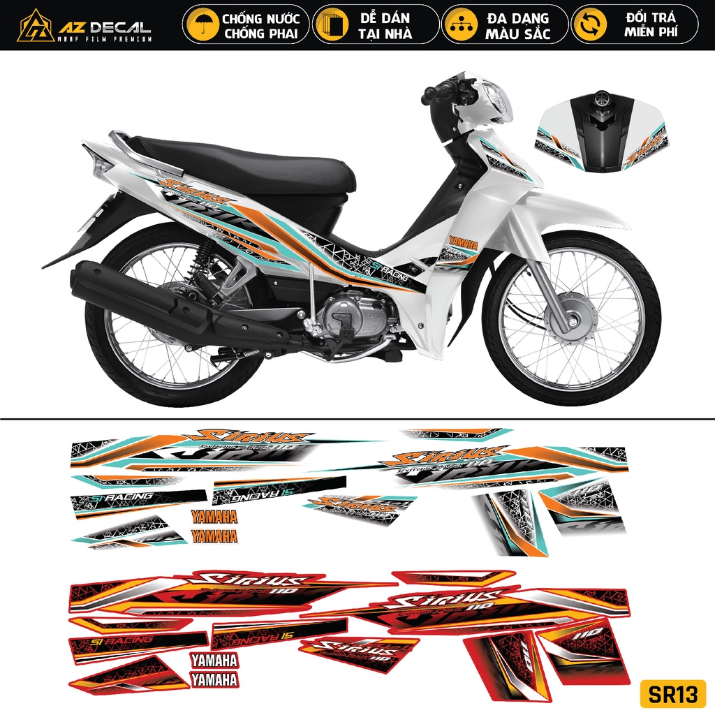 Tem Sirius RC Mẫu Họa Tiết Nhiều Lựa Chọn Màu | SR13 | Team Sirius Đẹp Chất Liệu Decal Cao Cấp Màu Vàng Đen, Xanh Cam