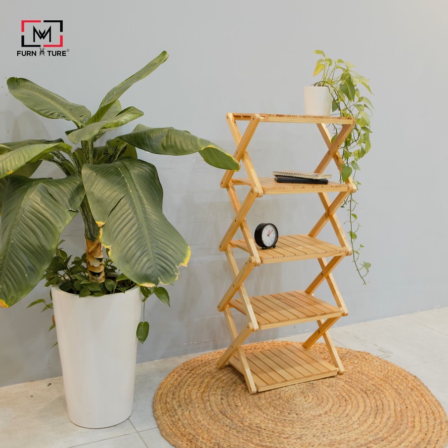 Kệ gỗ xếp gọn đa năng 5 tầng thương hiệu MW FURNITURE - Nội thất trang trí