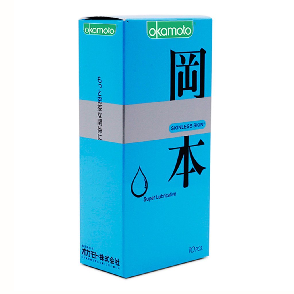 Bao Cao Su OKAMOTO Skinless Skin Supper Lubricated Siêu Bô Trơn - Xuất Xứ Nhật Bản [Hộp 10c]