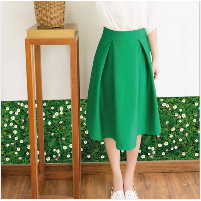 Decal trang trí thảm cỏ hoa cúc trắng