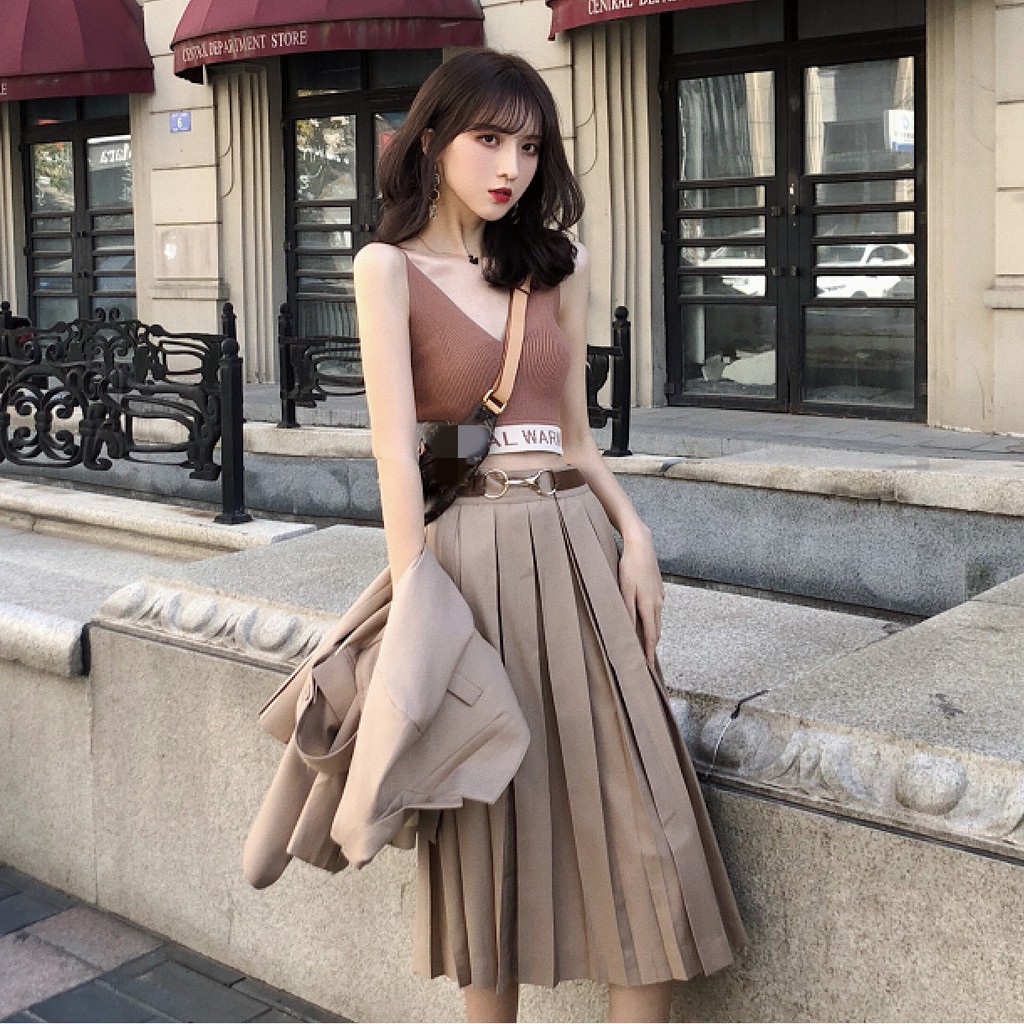 SET KHOÁC VEST+ CHÂN VAY XẾP LI+ áo Bra Quảng Châu order mã 6467 | BigBuy360 - bigbuy360.vn