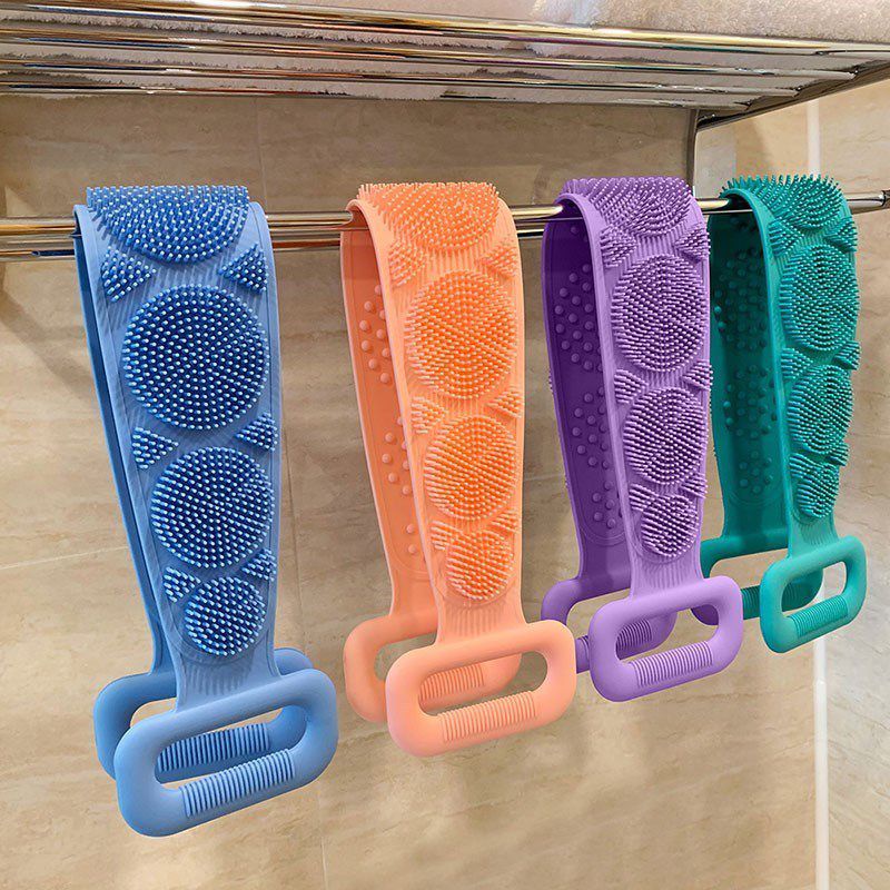 Cọ lưng SILICON DÀI 2 tay cầm matxa tiện lợi, dây cọ tắm silicon