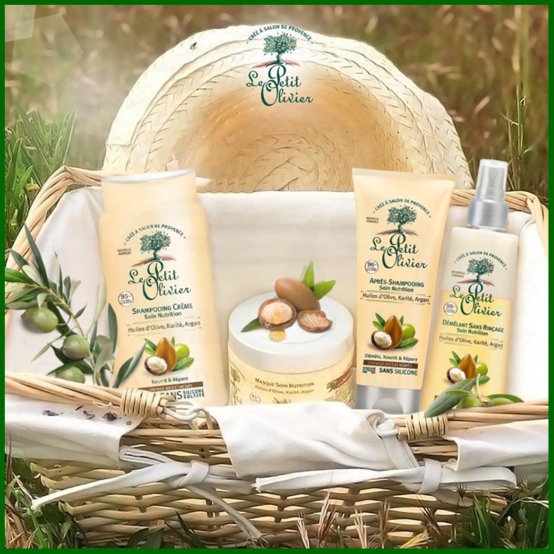 Kem ủ tóc phục hồi tóc hư tổn chiết xuất Dầu Argan, Bơ Hạt Mỡ, Dầu Olive Le petit Olivier 330ml