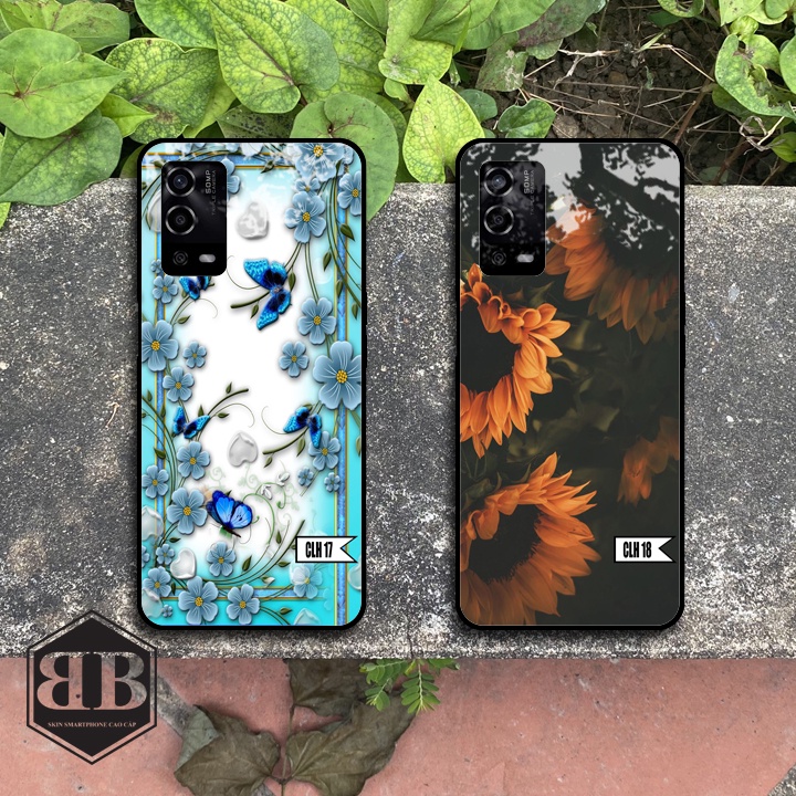 ỐP LƯNG KÍNH CƯỜNG LỰC OPPO A55 hình hoa