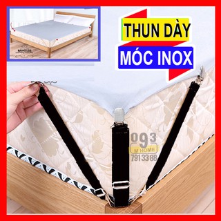 Combo 4 dây inox kẹp cố định ga giường bộ chăn gói drap giường
