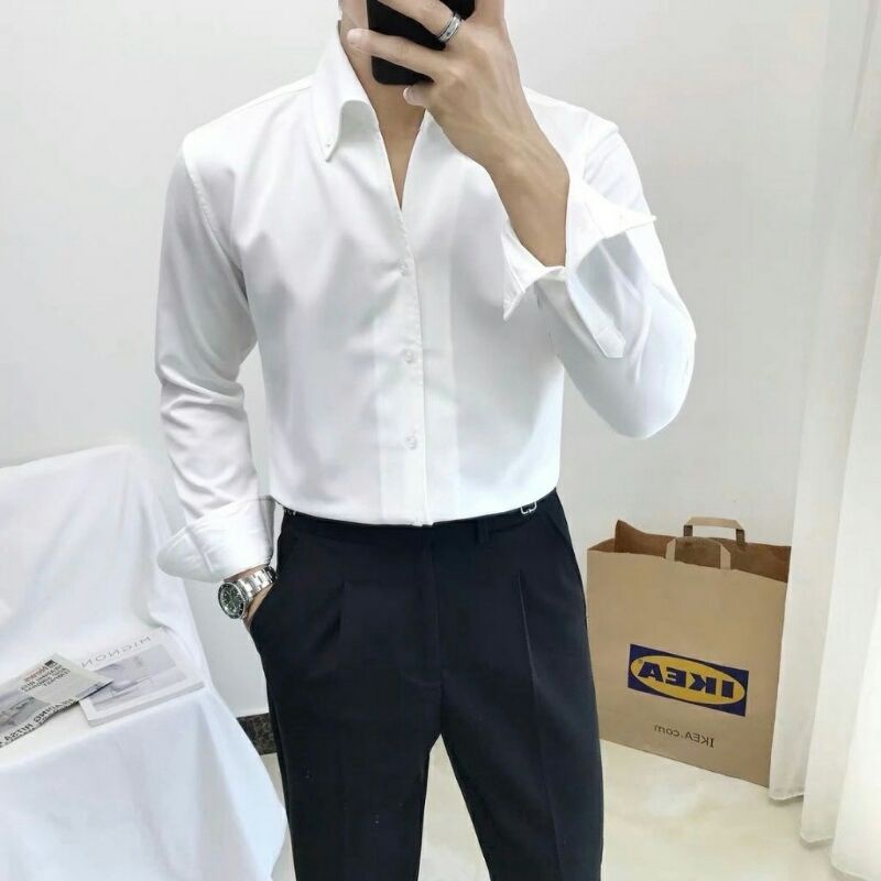 Áo Sơ Mi Nam Dài Tay Basic Trơn,Áo Sơ Mi Công Sở ,form thoải mái ,chất vải lụa cao cấp chống nhăn - SM14