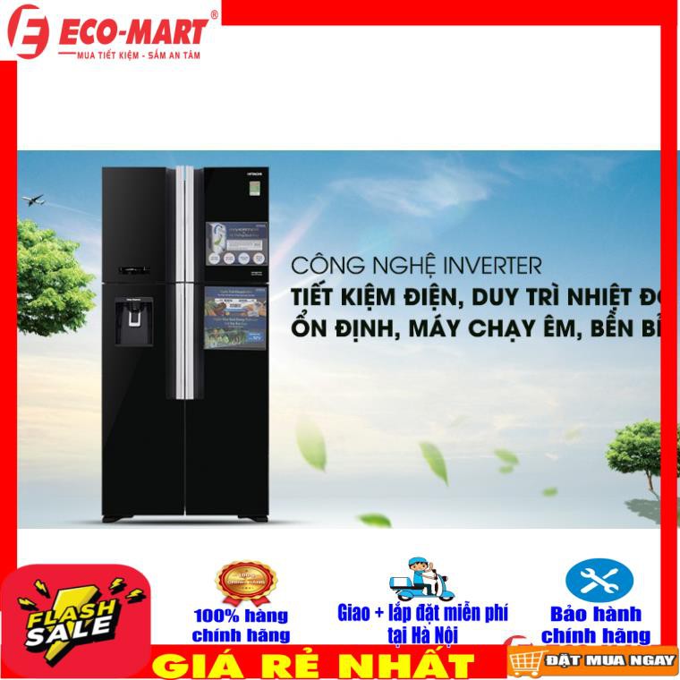 Tủ lạnh Hitachi 4 cánh màu đen R-FW690PGV7(GBK)  ( Vận chuyển và lắp đặt trực tiếp miễn phí khu vực TP Hà Nội)