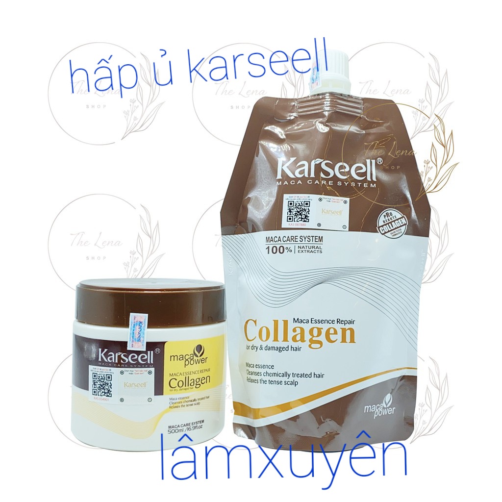 [Chính Hãng] Hấp dầu kem ủ Karseell dạng túi / hũ 500ml collagen tươi phục hồi tóc hư tổn,siêu mềm mượt thơm bóng óng ả.