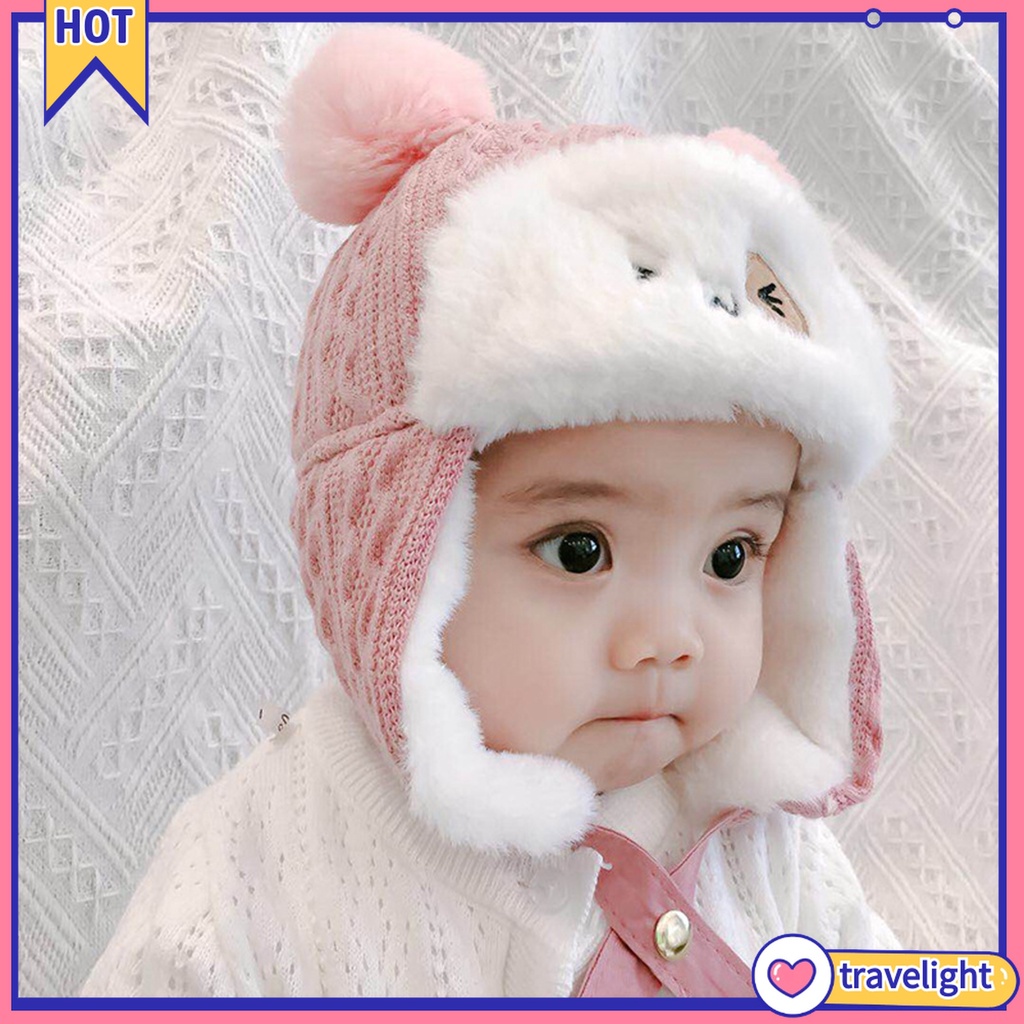 Mũ Lông Cotton Dày Dặn Giữ Ấm Bảo Vệ Tai Chống Gió Cho Bé