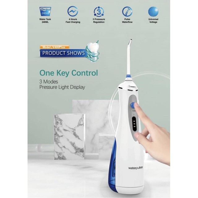 Máy tăm nước du lịch cao cấp waterpulse V400 plus - 4 Vòi Phun Chăm Sóc Răng Miệng Hiệu Quả | Bảo Hành 1 Năm