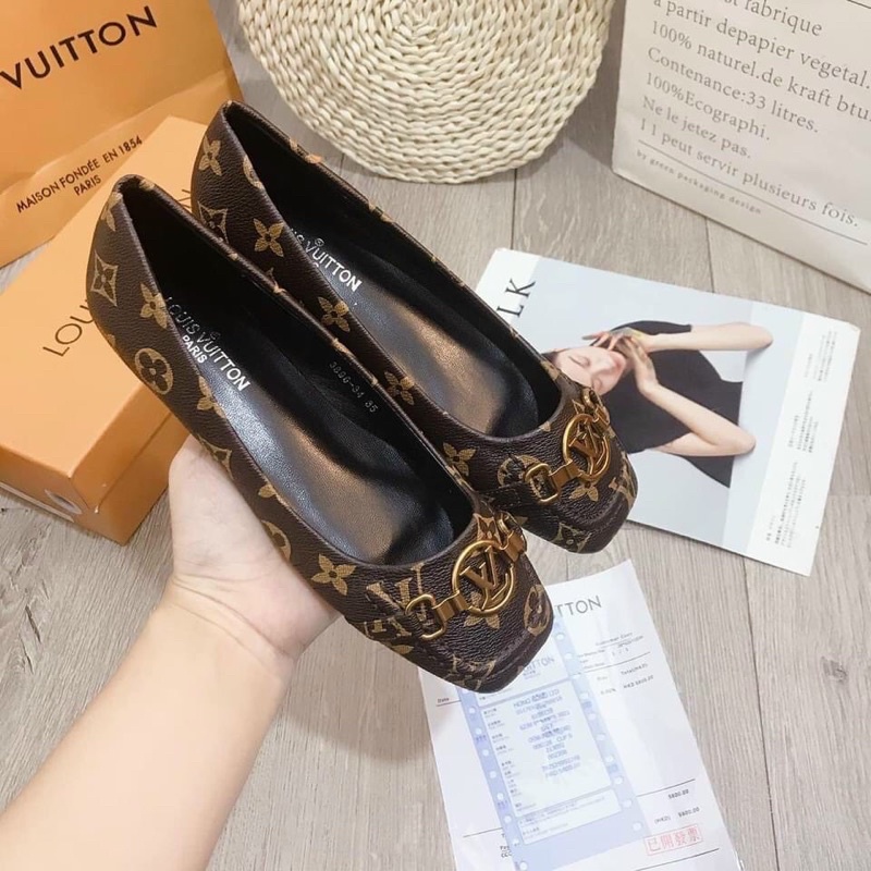 Giày búp bê da L.V cao cấp
