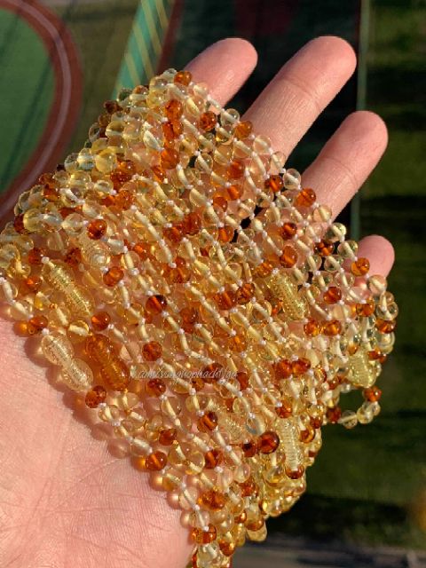 Vòng cổ hổ phách Baltic Nga cho trẻ sơ sinh đến tiểu học