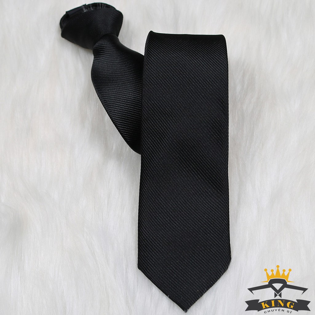 Cà vạt đen nam KING thắt sẵn và tự thắt trơn, caravat công sở và học sinh bản nhỏ 5-6cm lớn 8cm hàn quốc thanh lịch C056