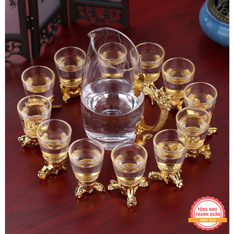 Bộ Ly Uống Rượu Đẹp 12 Con Giáp Đựng Trong Vali Cao Cấp Mạ Vàng 18K ❤️Quà Biếu Tết, Quà Tân Gia Sang Trọng, Đẳng Cấp❤️