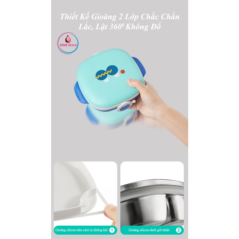 Khay Ăn Dặm Giữ Nhiệt, Inox 316, Dung Tích 500ml - KUB