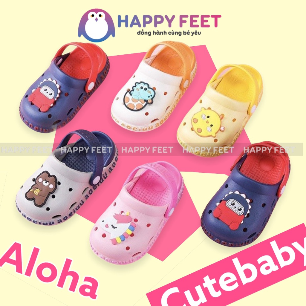 Dép sục trẻ em Happy Feet siêu nhẹ chống trơn chính hãng cho bé trai bé gái từ 1-5 tuổi- No2012