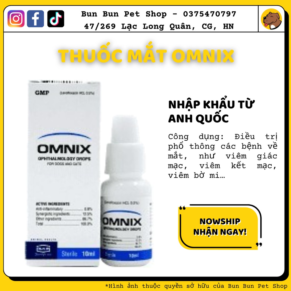 Omnix nhỏ mắt cho chó mèo 10ml