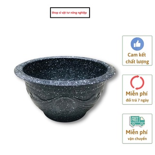 Chậu trồng cây, chậu nhựa trồng cây giả đá in hoa văn phúc lộc thọ 2 màu đỏ, đen