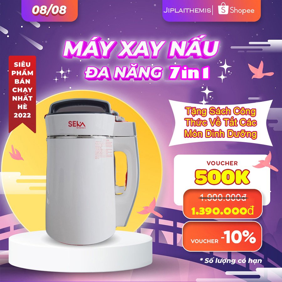Máy xay nấu đa năng 7 in 1 SEKA - Máy làm sữa hạt, máy đa năng làm sữa đậu nành,nấu cháo chậm 1,8L Chống ồn
