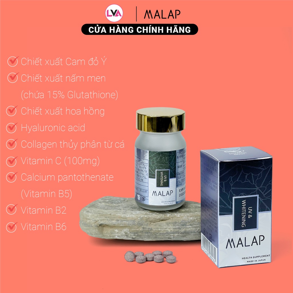 Viên uống trắng da và chống nắng nội sinh MALAP UV & Whitening
