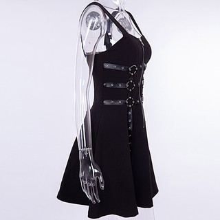 Đầm đen khóa kéo phong cách Gothic