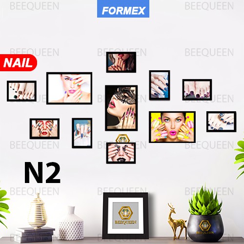 Freeship Bộ 11 Tranh Nail Trang Trí Không Cần Khoan Đục Tường - Tặng Kèm Phụ Kiện Treo | N2