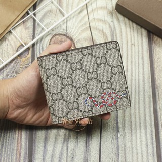 Ví Ngắn Full Box Rắn nhỏ Xám Đen