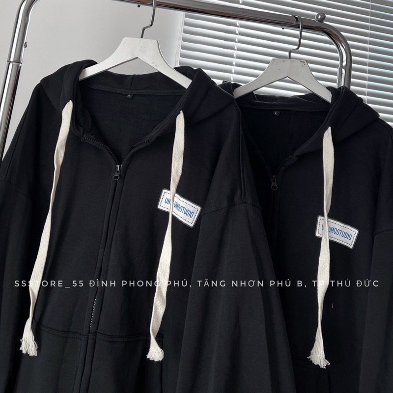 Áo khoác nỉ UNFLUMOSTUDIO 3 màu Kem + xanh +Đen form rộng unisex nam nữ
