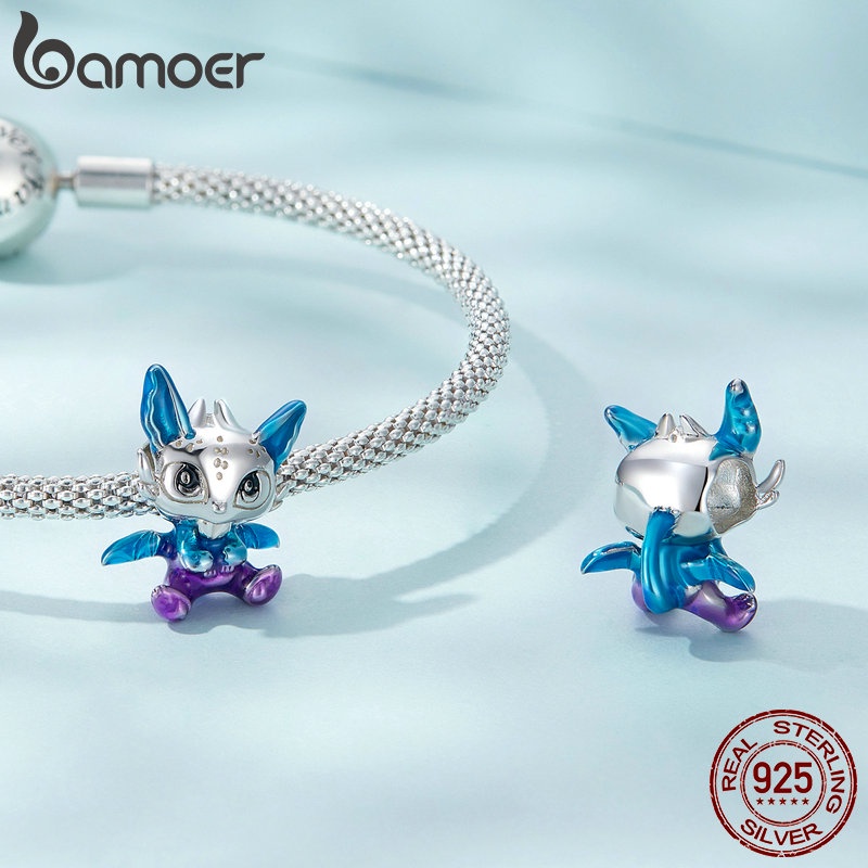 Mặt trang sức BAMOER bạc 925 thiết kế rồng bay đáng yêu độc đáo