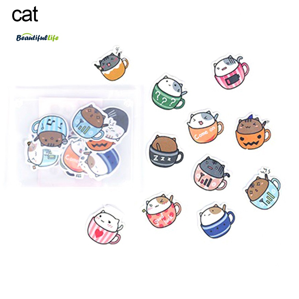 Set 40 Sticker Dán Trang Trí Hình Chuột Hamster / Mèo / Gấu Trúc Dễ Thương