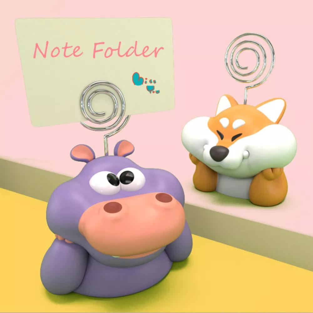 Kẹp Thẻ Ghi Chú Để Bàn Bằng Vinyl Hình Mèo Hoạt Hình Màu Trắng Dễ Thương