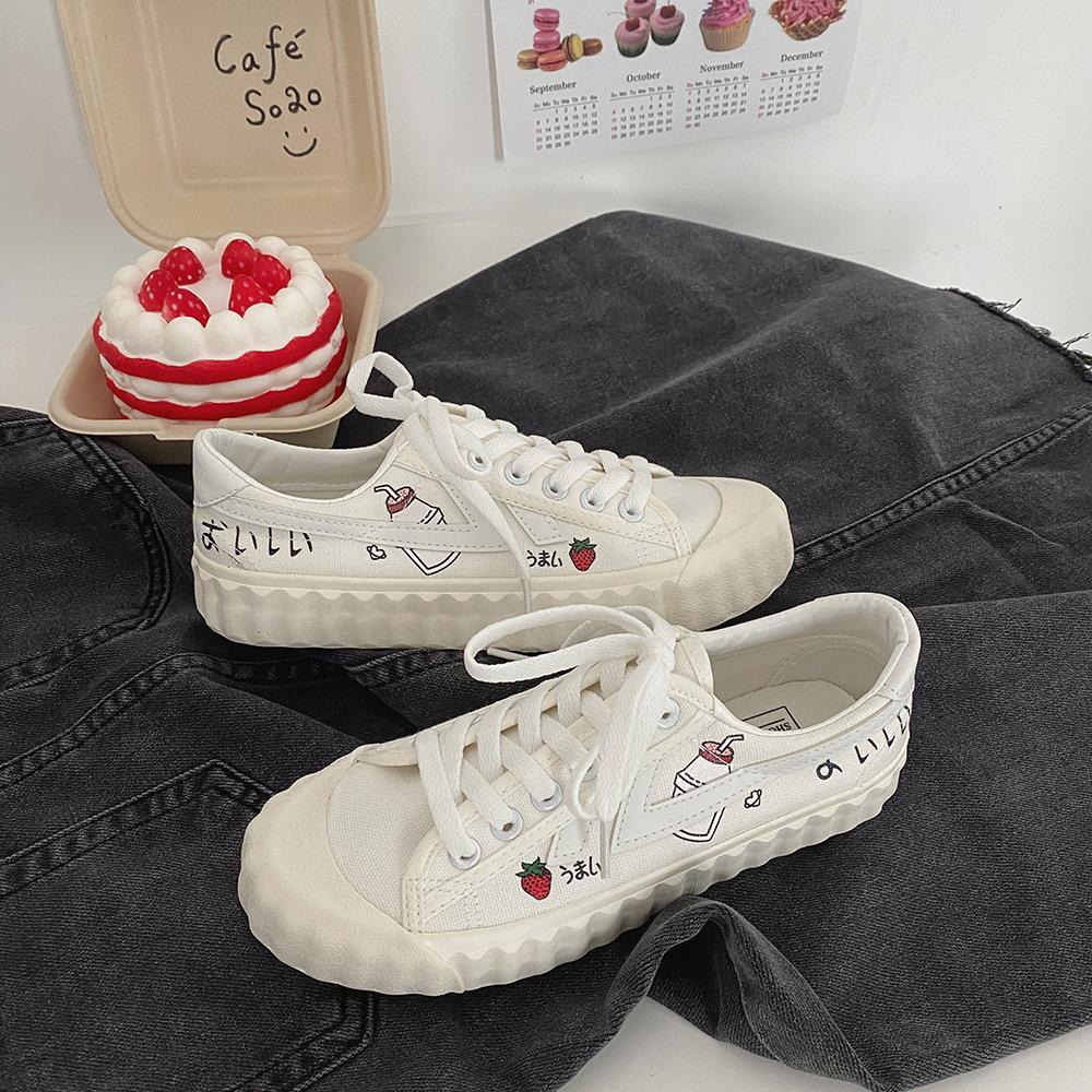 Giày bata bằng vải Canvas họa tiết graffiti hợp thời trang cho nữ | BigBuy360 - bigbuy360.vn