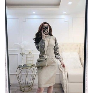 Váy xuông len tay pha kẻ hàng QCCC chất đẹp