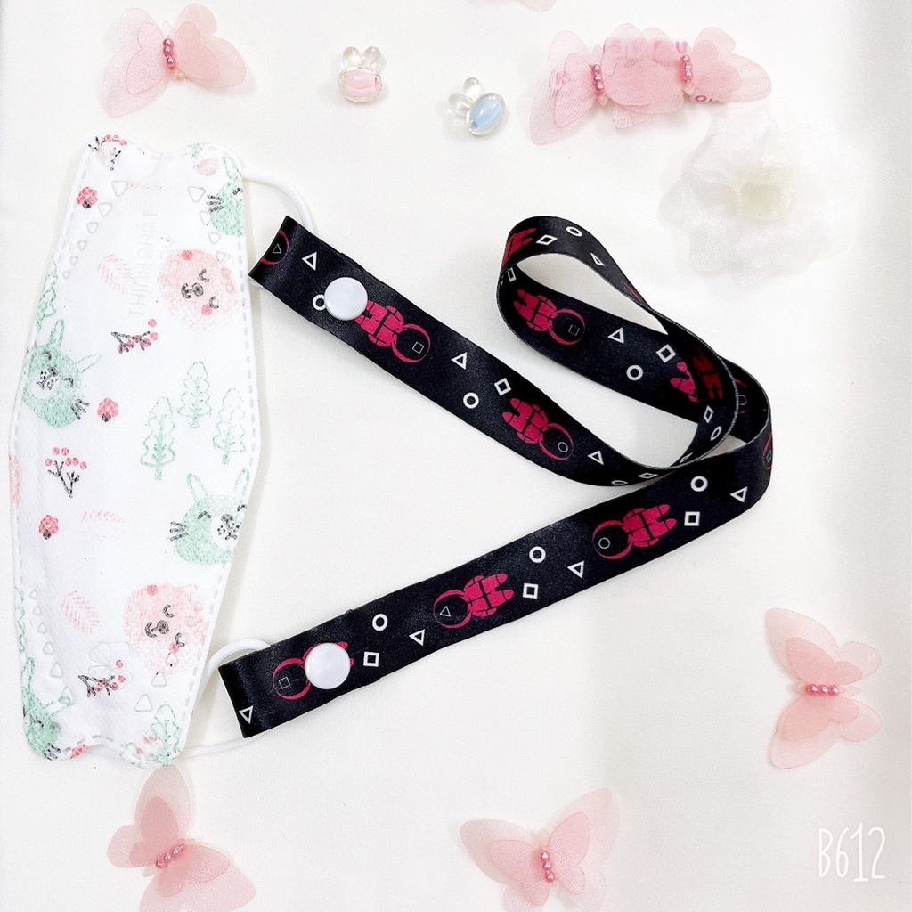 Dây đeo khẩu trang vải dệt siêu mềm mại in hình siêu cute tiện dụng cho bé gái và bé trai